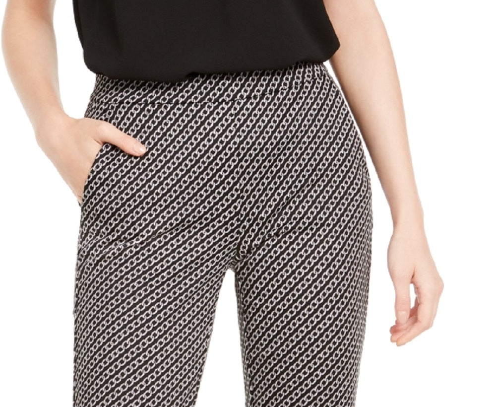 Calça feminina Michael Kors com estampa de corrente, cinza, tamanho grande