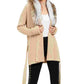 Michael Kors Cardigan Feminino Bege Pele Sintética Gravata Sólida Manga Longa Aberta Camiseta Suéter Bege Cáqui Tamanho X-G