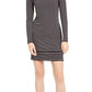 Vestido feminino Michael Kors de manga comprida com estampa de corrente, tamanhos regular e pequeno, cinza, tamanho grande