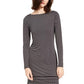 Vestido feminino Michael Kors de manga comprida com estampa de corrente, tamanhos regular e pequeno, cinza, tamanho grande