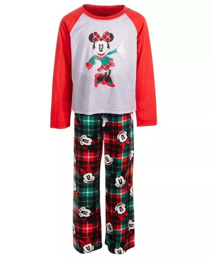 Conjunto de pijama xadrez Minnie Mouse AME Little &amp; Big Girl com 2 peças, tamanho sortido 4