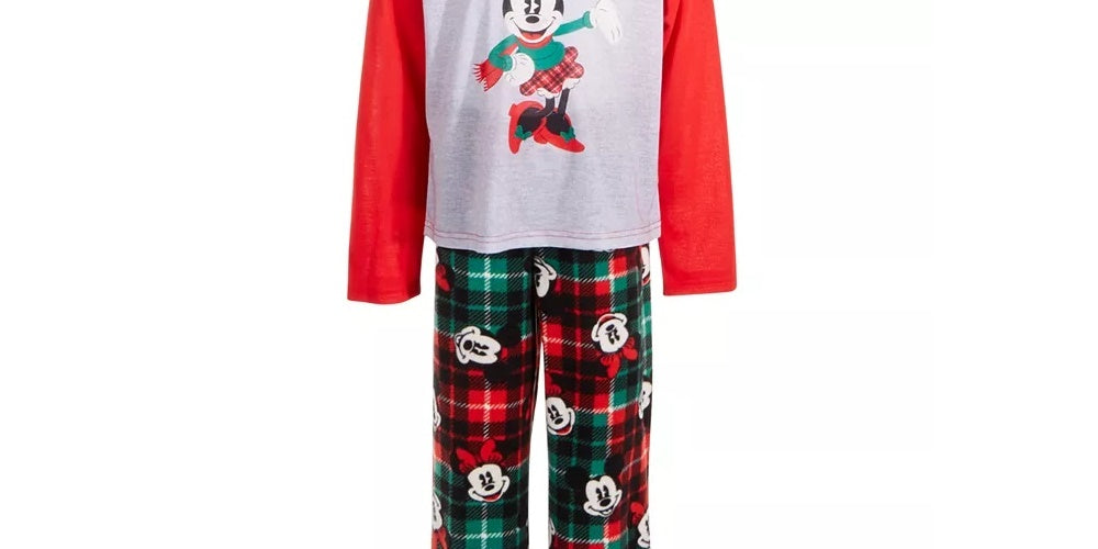 Conjunto de pijama xadrez Minnie Mouse AME Little &amp; Big Girl com 2 peças, tamanho sortido 4