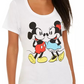 Camiseta com estampa gráfica do Mickey e Minnie Mouse da Disney Juniors, tamanho extra grande, branca