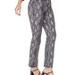 Calça jeans feminina NYDJ com estampa de cobra Marilyn, cintura alta e botões, preta, tamanho 10