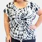 Camiseta feminina plus size tie-dye Nanette Lepore, preta, tamanho 2X