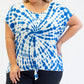 Camiseta feminina Nanette Lepore Play Plus Tie Dye Azul Tamanho 2X
