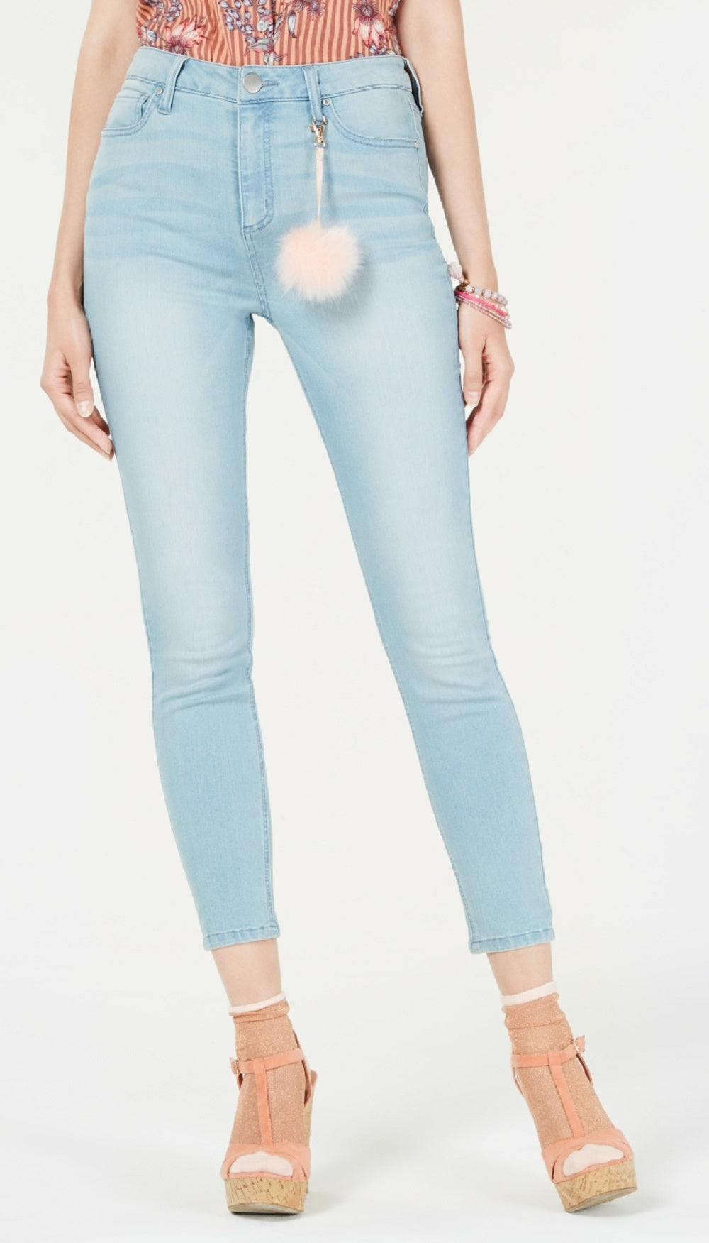 Calça jeans skinny de cintura alta Tinseltown Juniors, azul-claro, tamanho 0