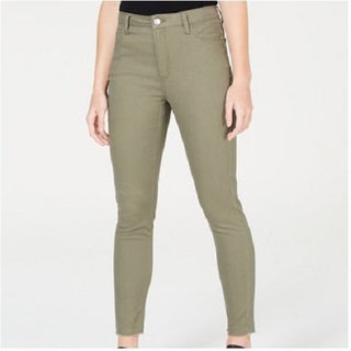 Tinseltown Juniors' Colored High-Rise Raw-Hem Skinny Jeans Green Size 3