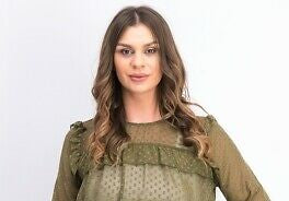 Love, Fire Blusa feminina lisa com babados, verde, tamanho pequeno