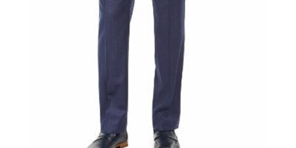 Calça social masculina Ralph Lauren Norton Wool Blend Classic Fit, azul marinho, tamanho 33x30
