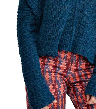 Suéter feminino azul de manga comprida com decote em V, tamanho pequeno, da Free People