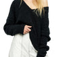 Suéter feminino Free People Finder Keepers com decote em V, preto, tamanho extragrande