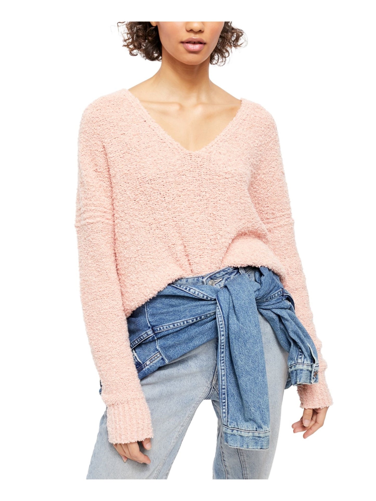 Suéter feminino de malha coral, manga dolman, gola V, laranja, tamanho grande