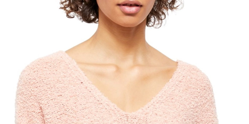 Suéter feminino de malha coral, manga dolman, gola V, laranja, tamanho grande