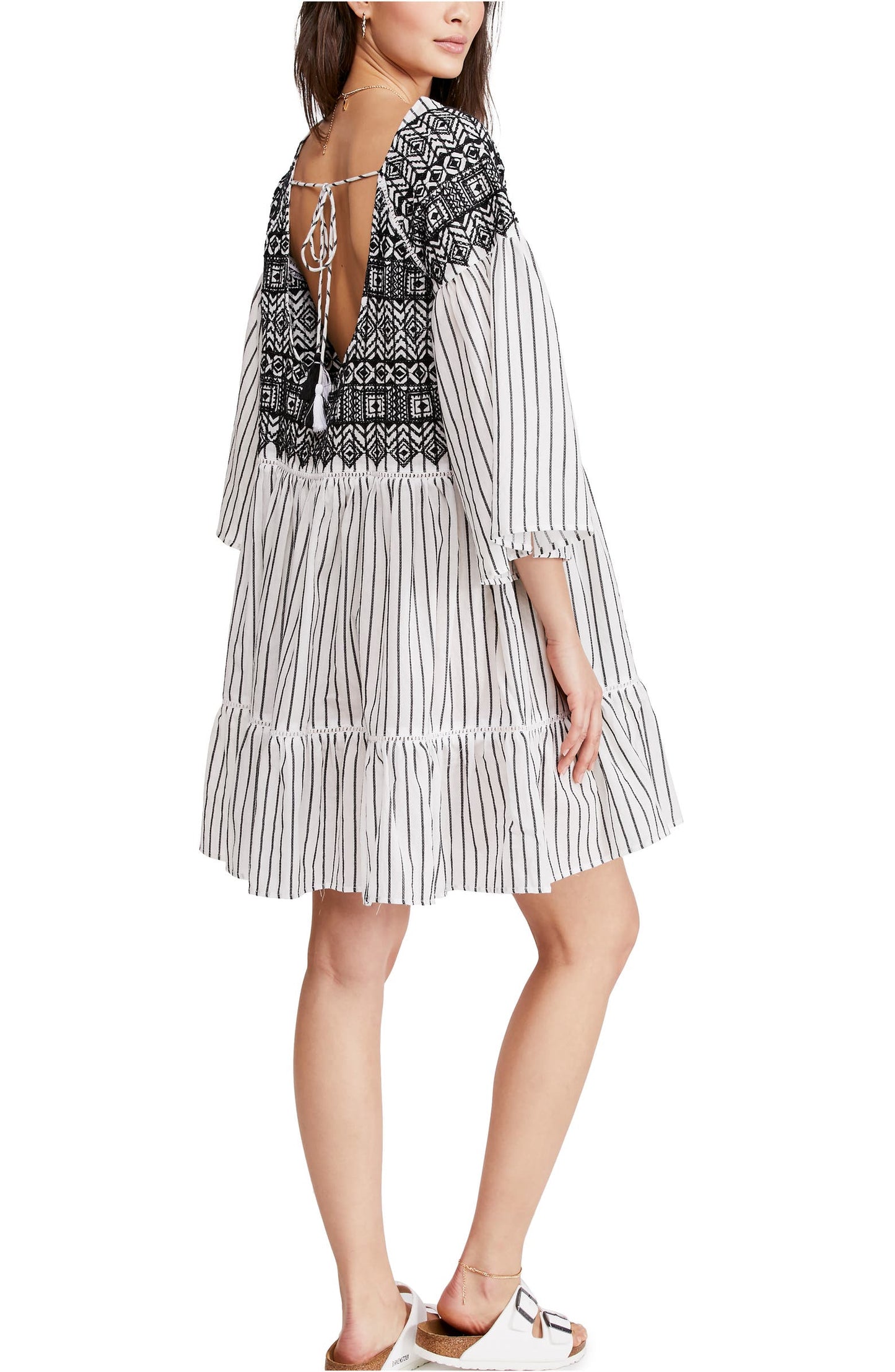 Minivestido bordado Lola feminino Free People, preto, tamanho X-S