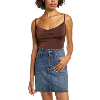 Body feminino Free People Cowl In The Club marrom tamanho médio