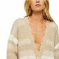 Cardigan feminino listrado de manga comprida aberto, tamanho pequeno, branco, da Free People
