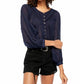 Blusa Cool Meadow Feminina Free People Azul Marinho Tamanho Médio