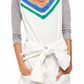 Blusa de crochê com jugo para mulheres Free People, azul marinho, tamanho grande