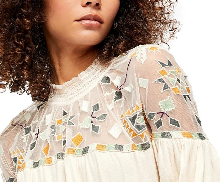 Top feminino Free People Monday Morning bordado Mes tamanho natural X-Small