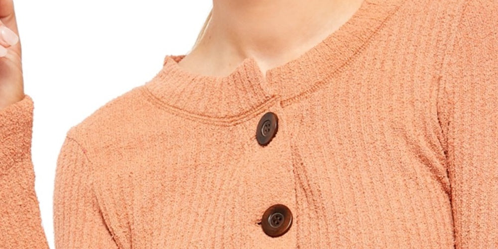 Blusa feminina Free People marrom manga comprida gola alta rosa tamanho médio