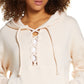 Moletom com capuz feminino Free People FP Movement Believe It com cadarço, rosa, tamanho grande