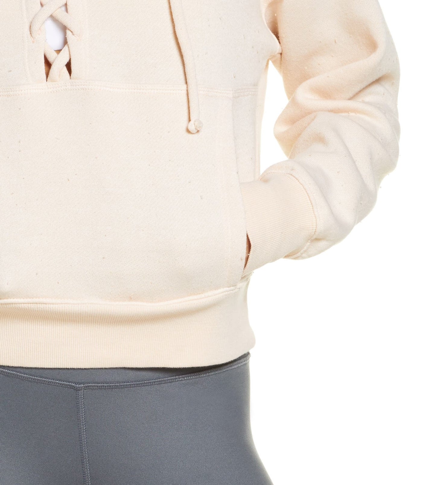 Moletom com capuz feminino Free People FP Movement Believe It com cadarço, rosa, tamanho grande