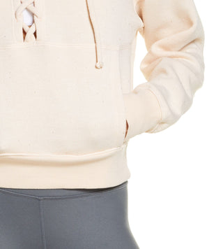 Moletom com capuz feminino Free People FP Movement Believe It com cadarço, rosa, tamanho grande