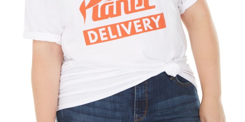 Camiseta feminina Love Tribe, estampada em algodão, Pizza Planet, branca, tamanho 2X