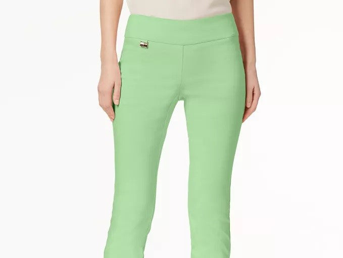Calça skinny Alfani feminina com controle de barriga, curta, verde, tamanho 6, pequena
