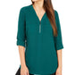 Blusa utilitária feminina NY Collection verde escuro tamanho pequeno grande