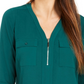 Blusa utilitária feminina NY Collection verde escuro tamanho pequeno grande