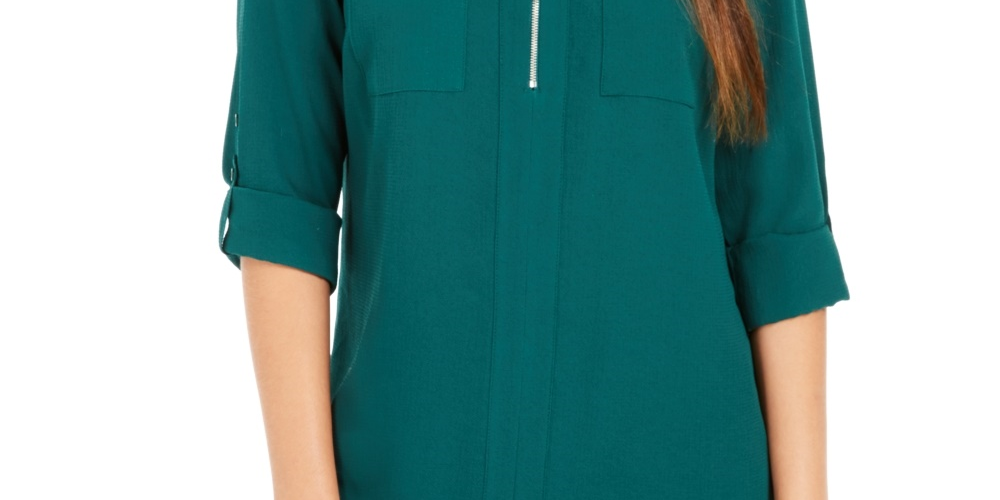 Blusa utilitária feminina NY Collection verde escuro tamanho pequeno grande