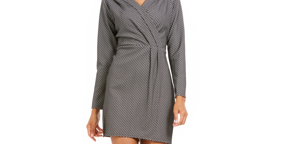 Vestido feminino NY Collection com bainha falsa e estampa de envelope, cinza, tamanho pequeno, médio