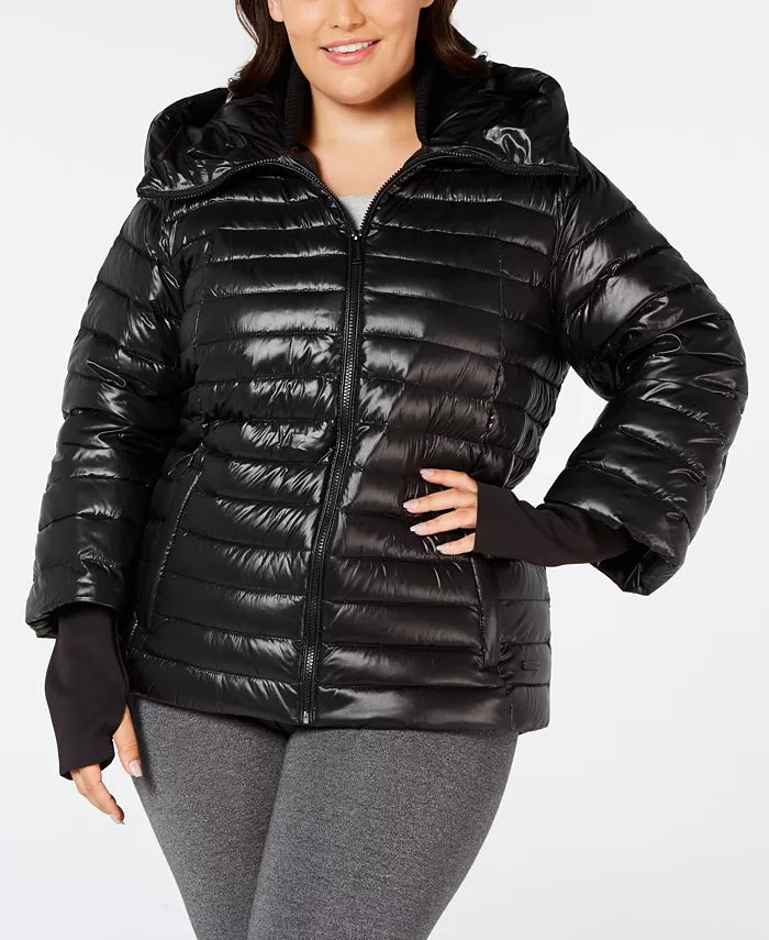 Jaqueta acolchoada plus size Calvin Klein Performance feminina, preta, tamanho 3X