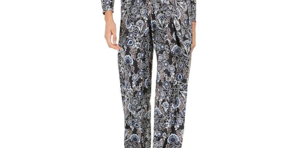 Macacão feminino estampado com botões da coleção NY, preto, tamanho pequeno médio