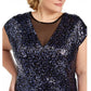Vestido de lantejoulas Teeze Me feminino da moda plus size azul marinho tamanho 20