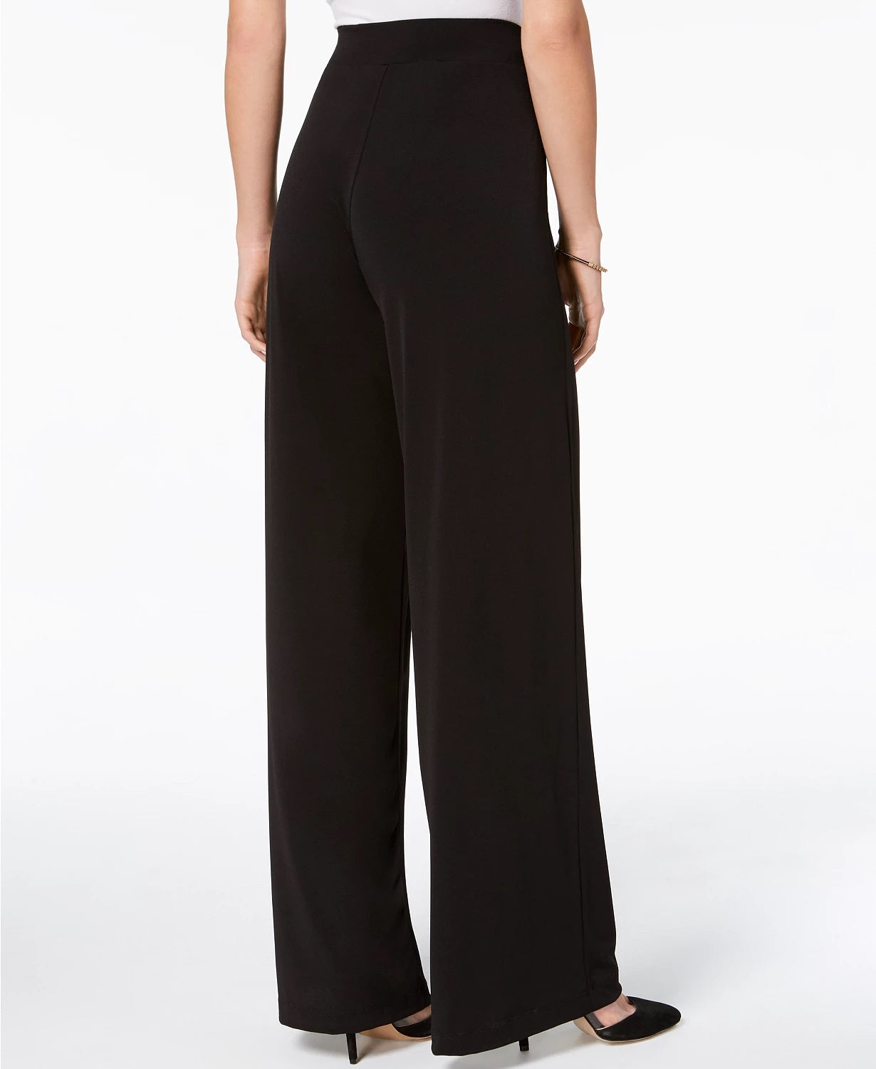 Coleção Feminina NY Petite Wide-Leg Palazzo Preto Tamanho Petite Pequeno
