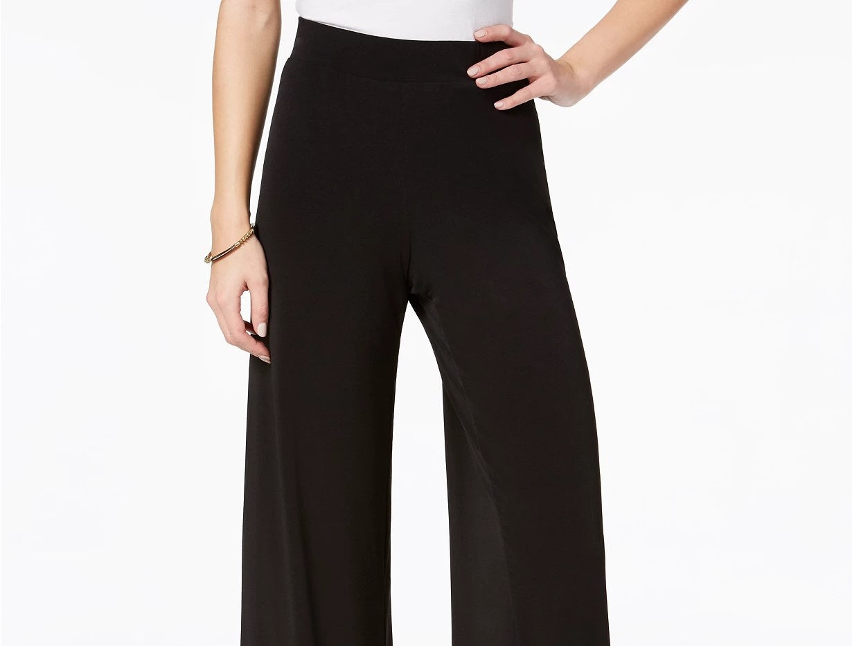 Coleção Feminina NY Petite Wide-Leg Palazzo Preto Tamanho Petite Pequeno