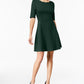 Vestido Monteau Feminino com Decote Recortado e Ajuste Flare, Verde, Tamanho Pequeno X-Grande