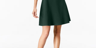 Vestido Monteau Feminino com Decote Recortado e Ajuste Flare, Verde, Tamanho Pequeno X-Grande