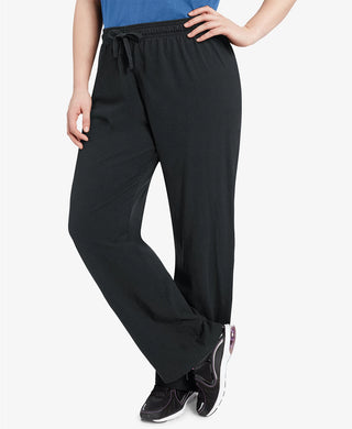 Calça de malha de algodão plus size feminina Champion, preta, tamanho extra grande