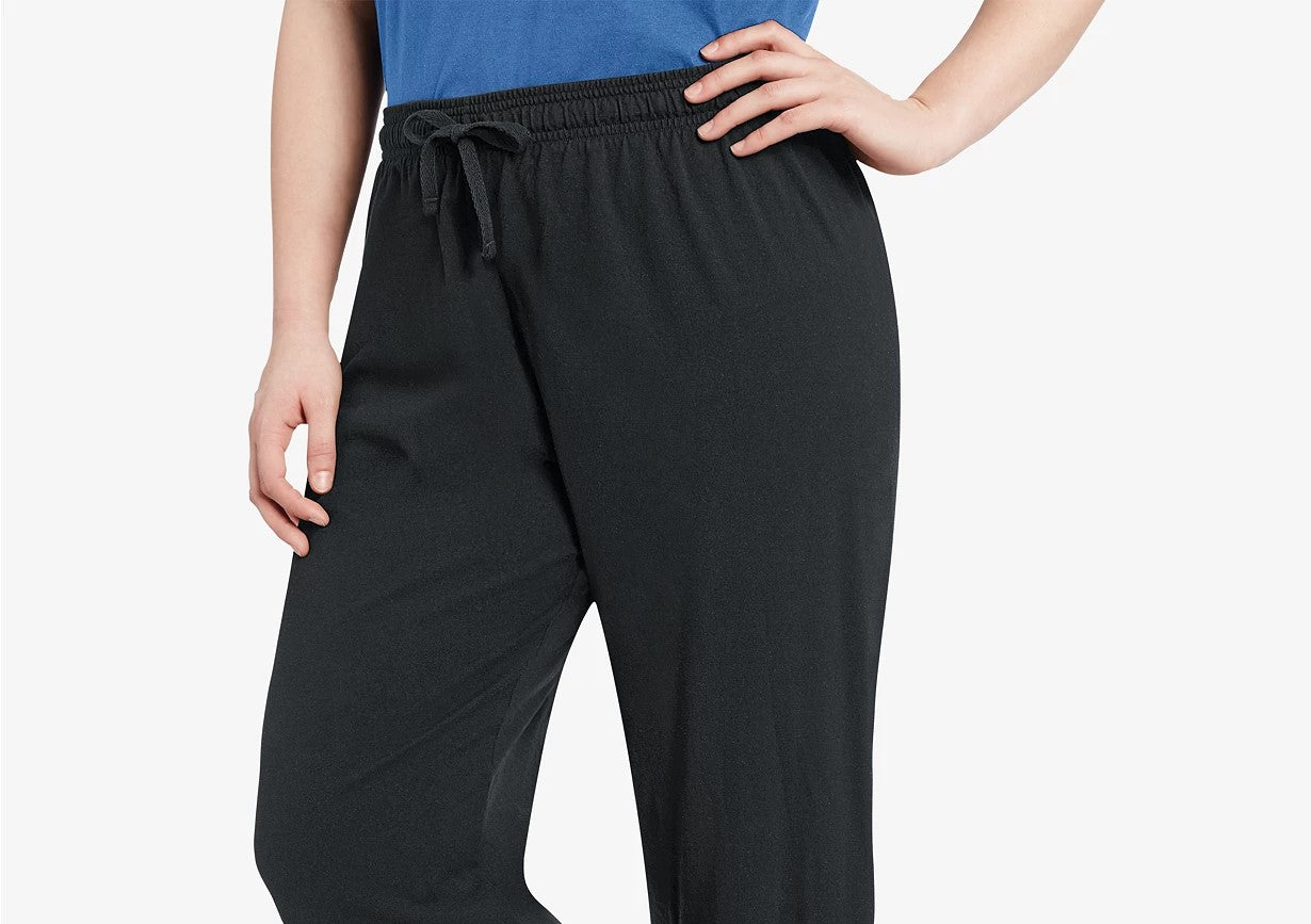 Calça de malha de algodão plus size feminina Champion, preta, tamanho extra grande