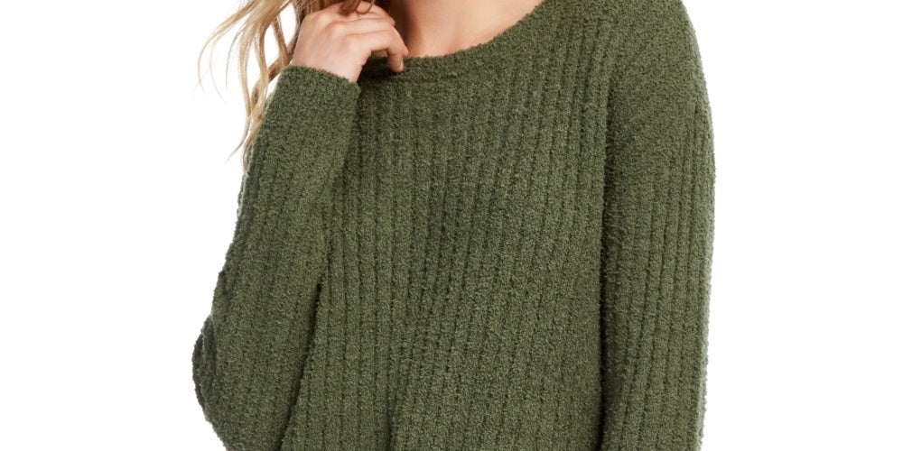 Suéter curto canelado Almost Famous Crave Fame Juniors, verde, tamanho X-S