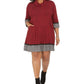Vestido suéter feminino Robbie Bee Plus com gola alta, vermelho, tamanho 1X