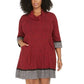 Vestido suéter feminino Robbie Bee Plus com gola alta, vermelho, tamanho 1X