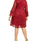 Vestido de renda com manga sino Robbie Bee feminino, tamanho 1X, vermelho
