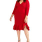 Rachel Roy Plus Elle Ruffle Hem Feminino Vermelho Brilhante Tamanho 16W