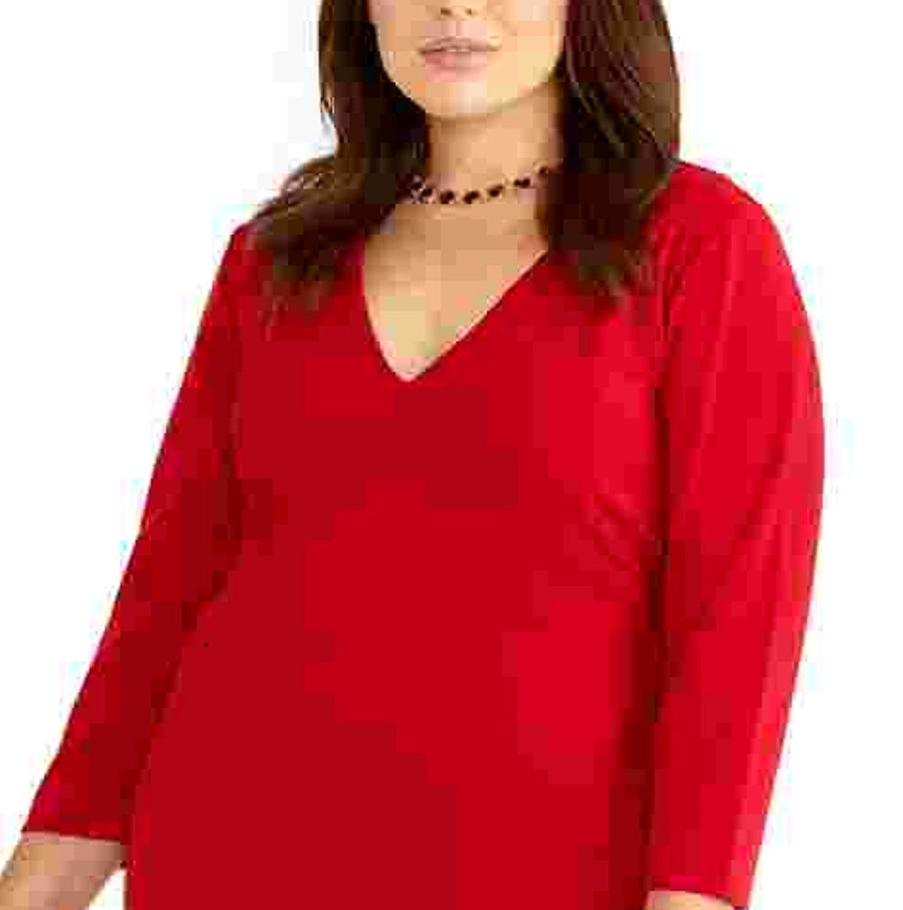 Rachel Roy Plus Elle Ruffle Hem Feminino Vermelho Brilhante Tamanho 16W