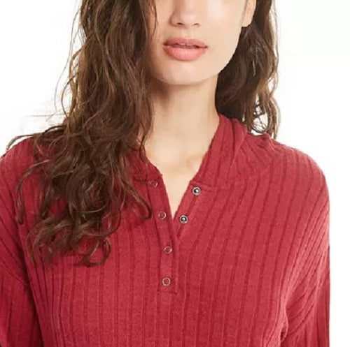 Moletom com capuz Henley canelado Ultra Flirt Juniors vermelho escuro tamanho X-S